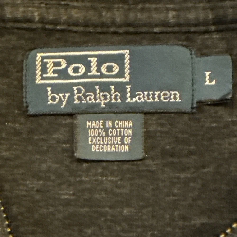 Vtg. Polo Ralph Lauren 1/4 Zip Pullover Sweater Blue Cotton L Green Pony Logo